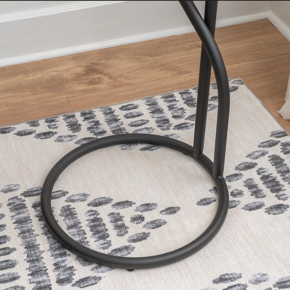 Linon Home Decor Padget Capiz Round Side Table in Black, , large