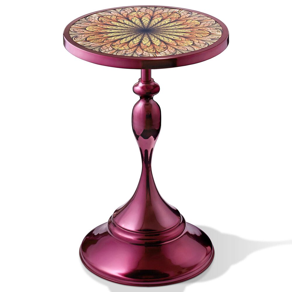 Furniture of America Gleam Round End Table in Polished Purple and Orange, , large