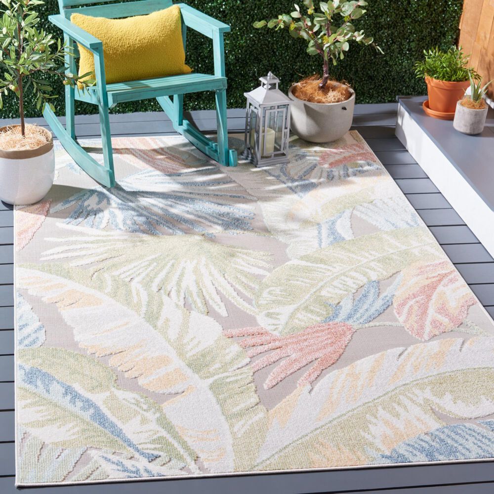 Safavieh Sarasota 4&#39;5&quot; x 6&#39;5&quot; Light Green and Beige Indoor/Outdoor Area Rug, , large
