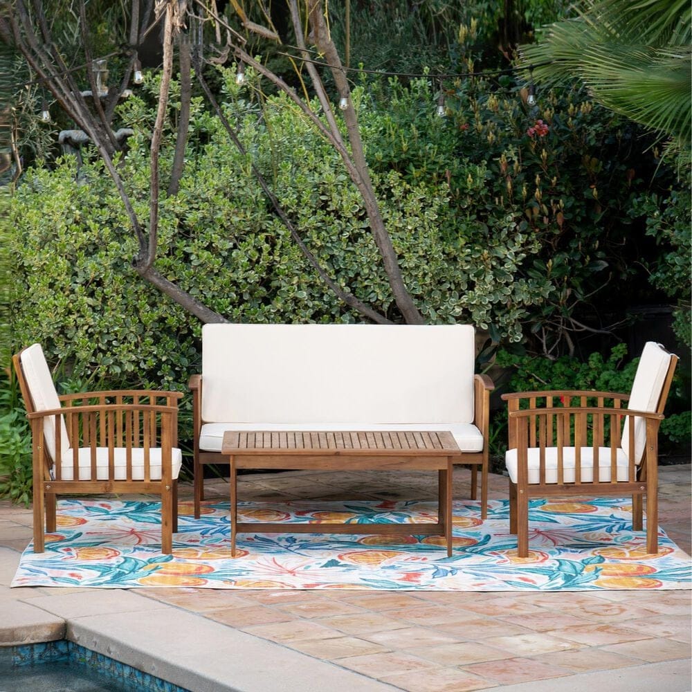 Linon Home Decor Caneel 4-Piece Outdoor Conversation Set in Brown, , large