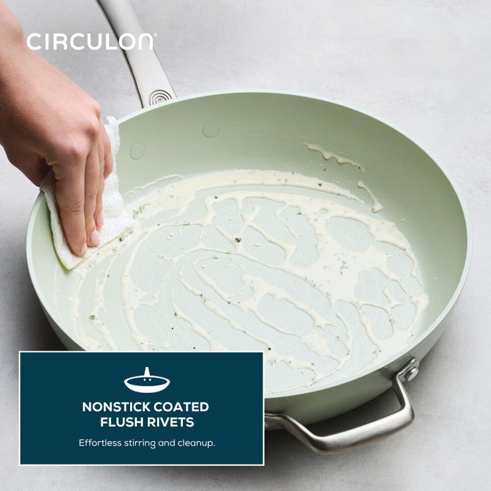 Circulon 12" Ceramic Nonstick Frying Pan with Lid in Sage, , large