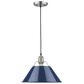Golden Lighting Orwell PW 1-Light Pendant - 14" in Pewter with Navy Blue Shade, , large