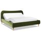 Jennifer Taylor Home Roman Queen Platform Bed with Olive Green Upholstered in Natural Whitewashed, , large