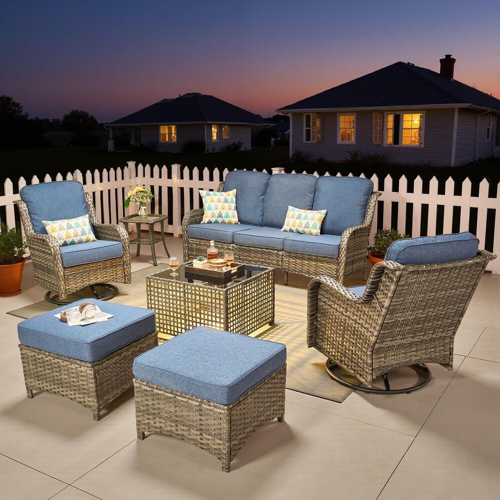 HOMLUX 7-Piece Patio Set in Denim Blue, , large