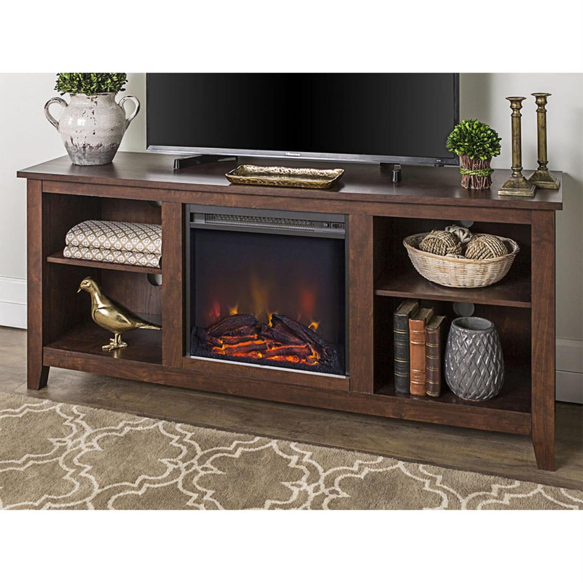 Walker edison farmhouse outlet fireplace tv stand