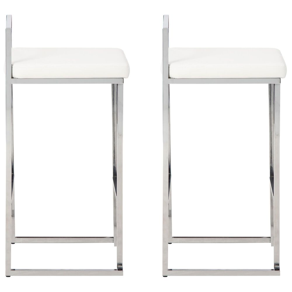 Ashley Madanere Bar Stool Set of 2 in White/Chrome Finish, , large