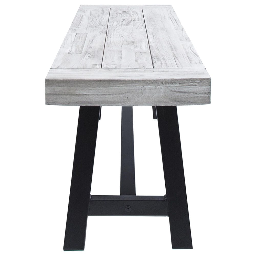 Hearth and Haven 63&quot; Dining Bench in Light Grey Sandblast and Black Rustic, , large