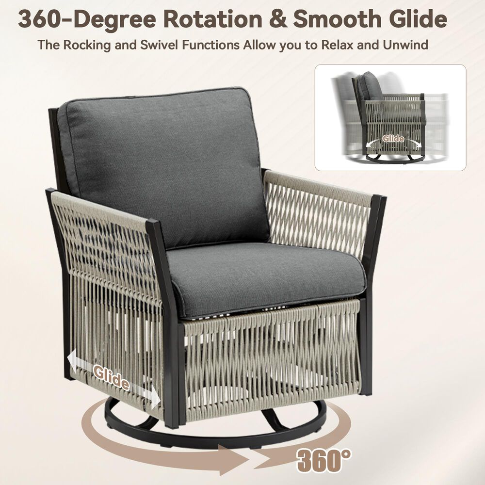 Sunwell Garden Patio Swivel Glider Chair in Dark Gray (Set of 2), , large