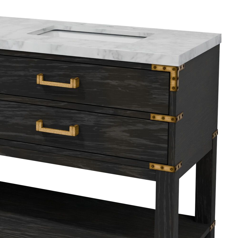 Lexora Home Norwalk 80&quot; Double Bathroom Vanity in Black Oak with White Carrara Marble Top and Rectangular Sinks, , large