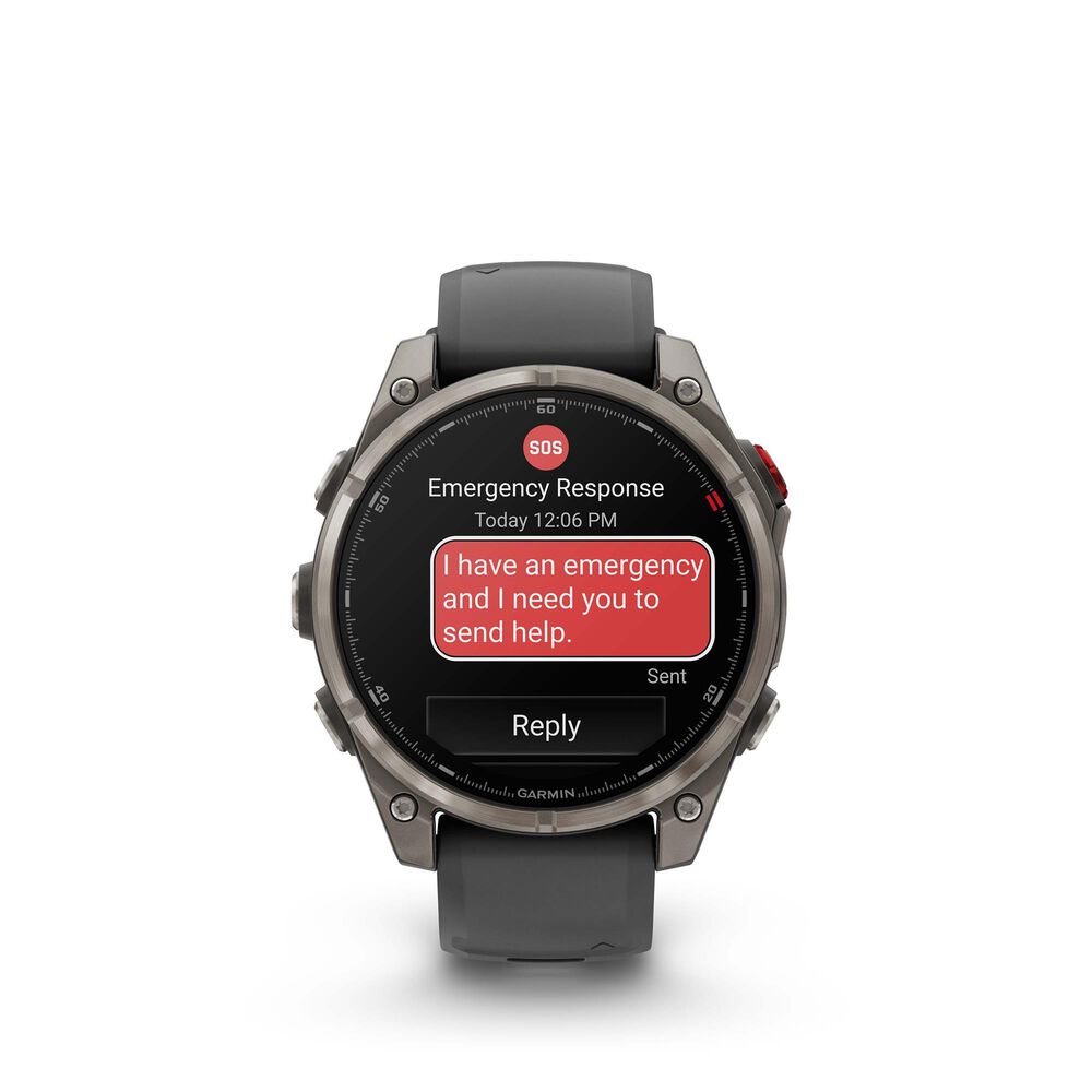 Garmin Fenix 8 Pro Sapphire AMOLED Smartwatch 47mm Titanium Case with Graphite Black Silicone Band, , large