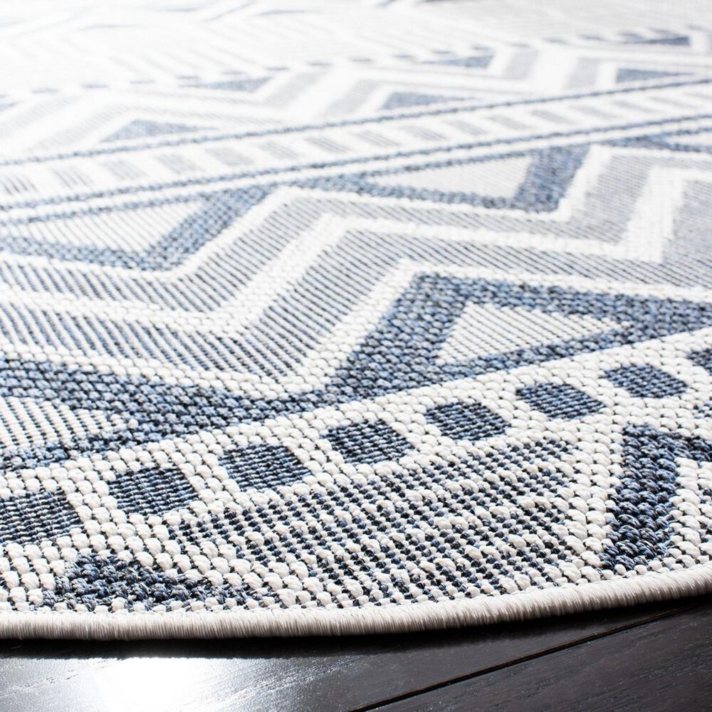 Safavieh Bermuda 6&#39;7&quot; Round Cream and Navy Indoor/Outdoor Area Performance Rug, , large