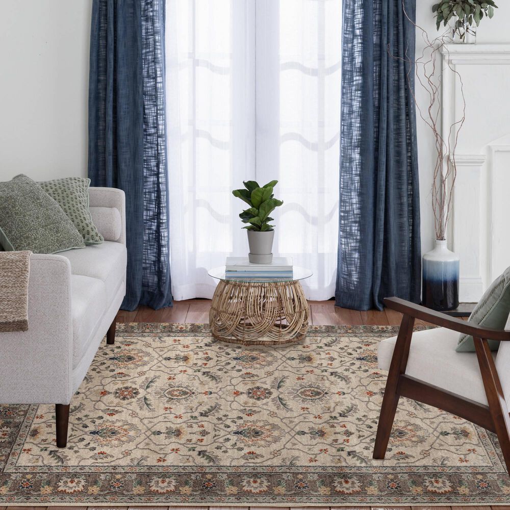 Central Oriental Minerva Alonso 5&#39; x 7&#39;3&quot; Alabaster and Storm Area Rug, , large