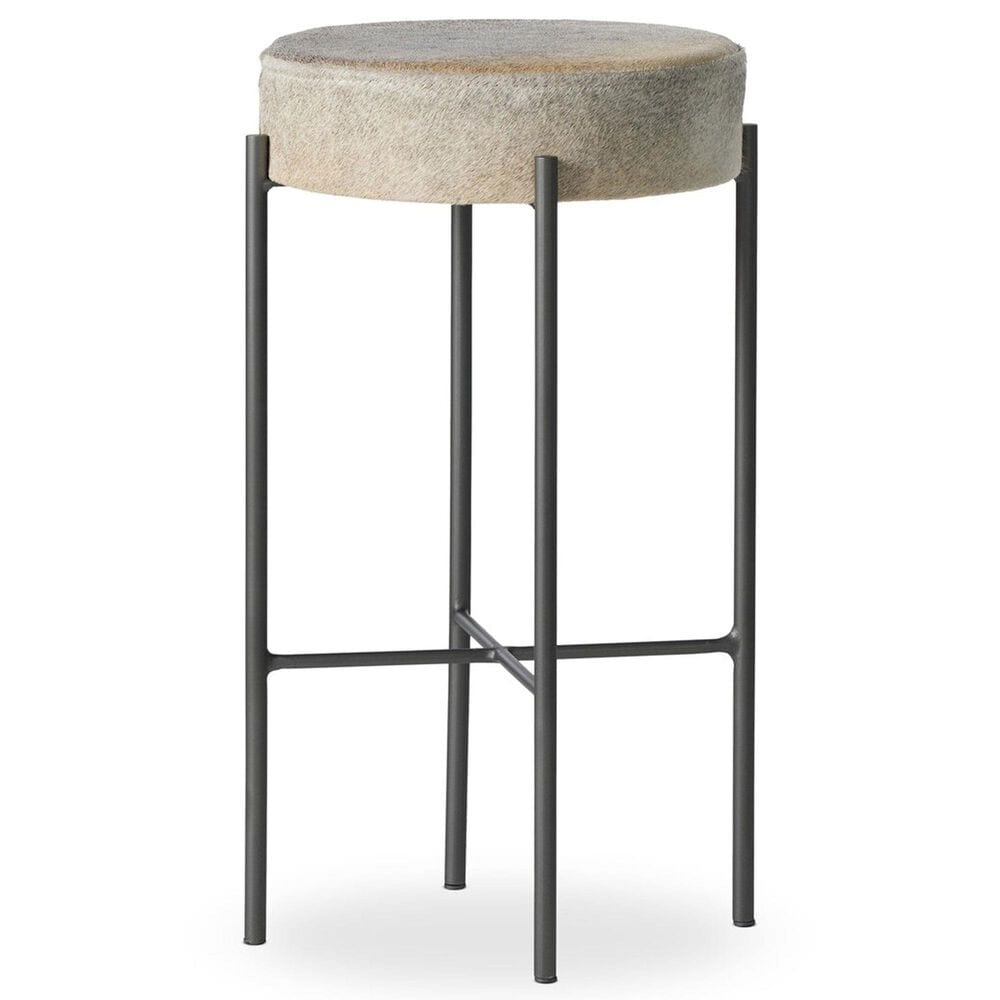 Four Hands Nocona Bar Stool with Black and White Speckled Hide Leather in Gunmetal, , large