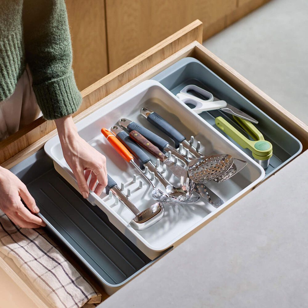 Joseph Joseph DrawerStore Expanding Utensil and Gadget Organizer in Grey and Stone, , large