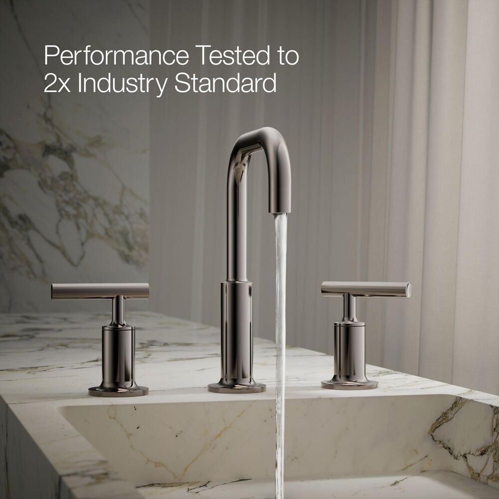 Kohler Purist Widespread Bathroom Sink Faucet with Lever Handles and High Gooseneck Spout in Vibrant Titanium, , large