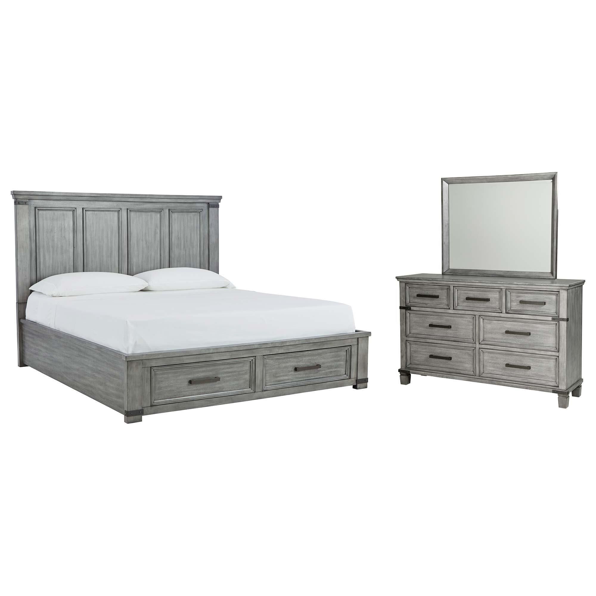 Ashley Russelyn 3 Piece King Bedroom Set in Gray
