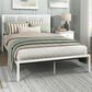 Hearth and Haven Eastern King Platform Bed with Faux Cane Panel Headboard in White, , large
