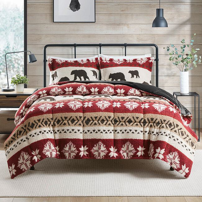 Hampton Park Tunbridge 3-Piece Full/Queen Comforter Set in Red and Black