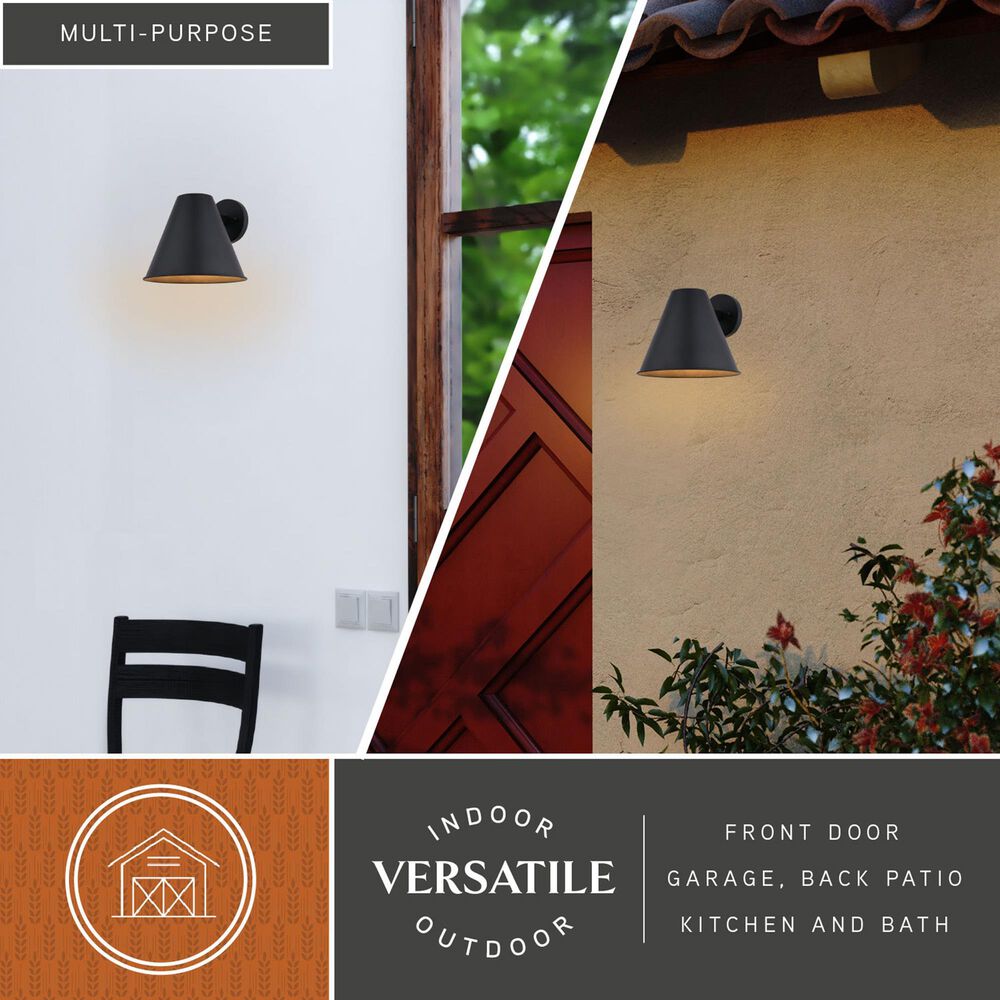 Vaxcel Smith 10" 1-Light Outdoor Wall Sconce in Textured Black, , large
