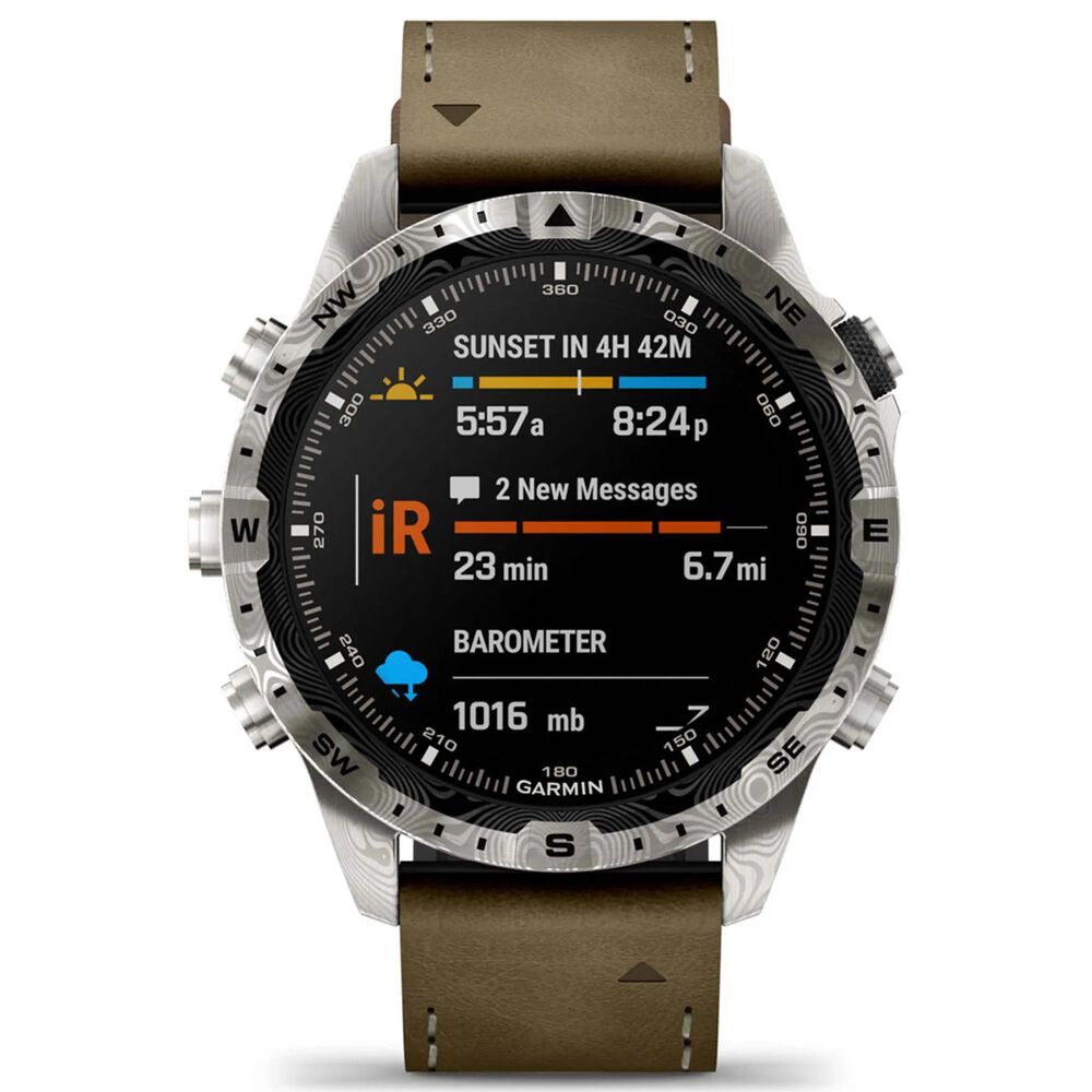 Garmin MARQ Adventurer Edition &#40;Gen 2&#41; Smartwatch 46 mm Damascus Steel Case with Brown Band, , large