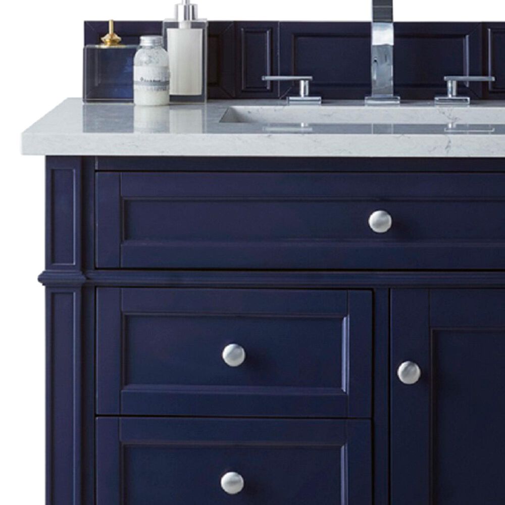 James Martin Vanities Brittany 36&quot; Single Bathroom Vanity in Victory Blue with 3 cm Carrara White Marble Top and Rectangle Sink, , large