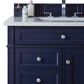 James Martin Vanities Brittany 36" Single Bathroom Vanity in Victory Blue with 3 cm Carrara White Marble Top and Rectangle Sink, , large