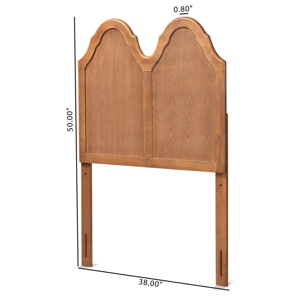 Baxton Studio Tobin Twin Arched Headboard in Ash Walnut, , large