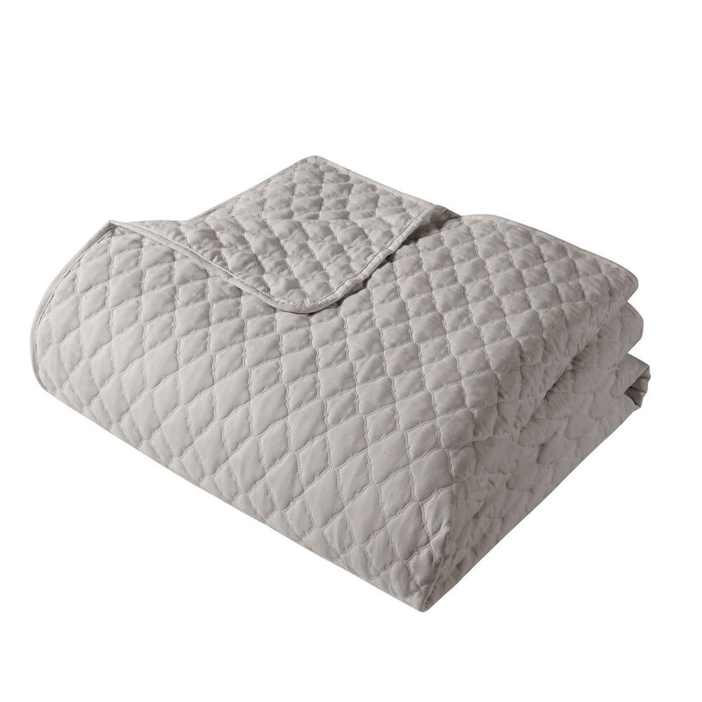 Jiangsu Royal Home Diamond Stitch Quilt 3pc-White-K, , large