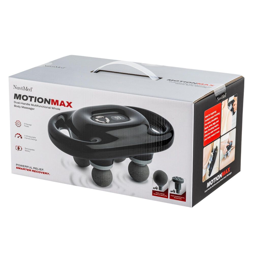Nuvomed Motionmax Dual-Handle Multifunctional Whole Body Massager in Black, , large