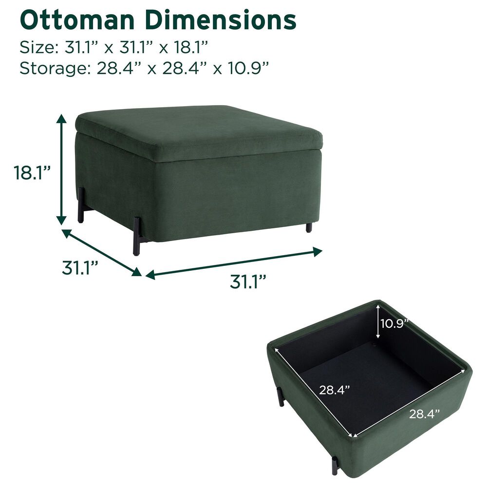 Lifestyle Solutions Kona Large Storage Ottoman in Green, , large