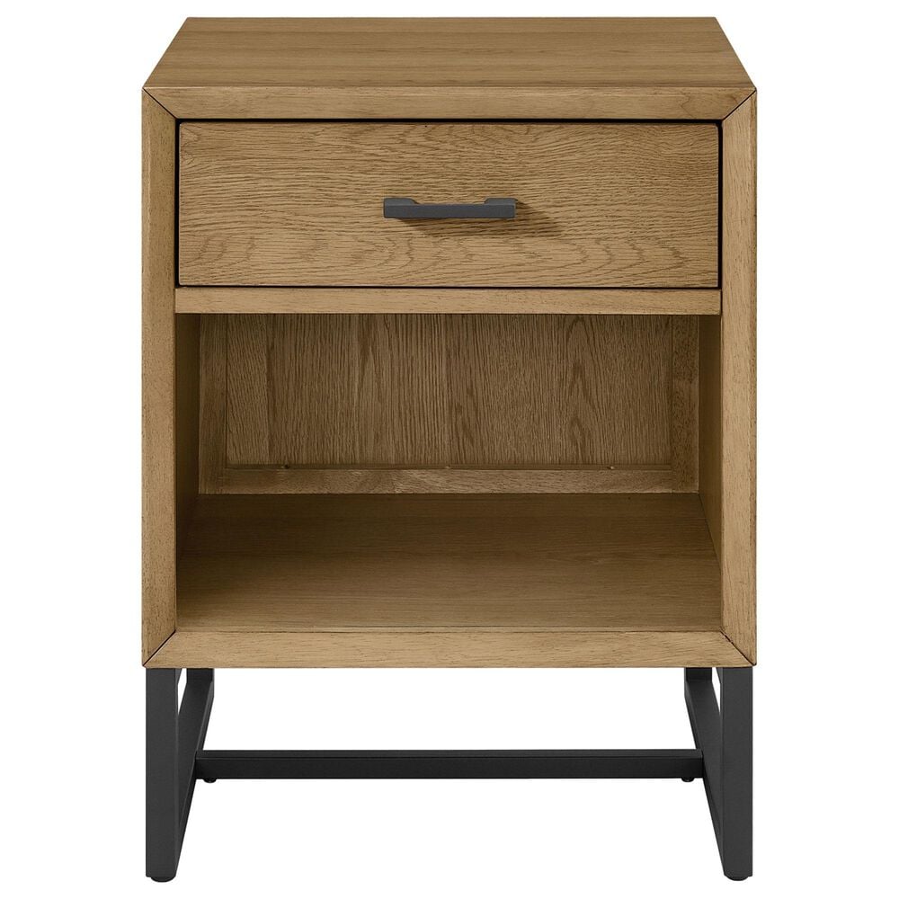 Eastern Shore Newport 1-Drawer Nightstand in Natural Oak and Matte Black, , large