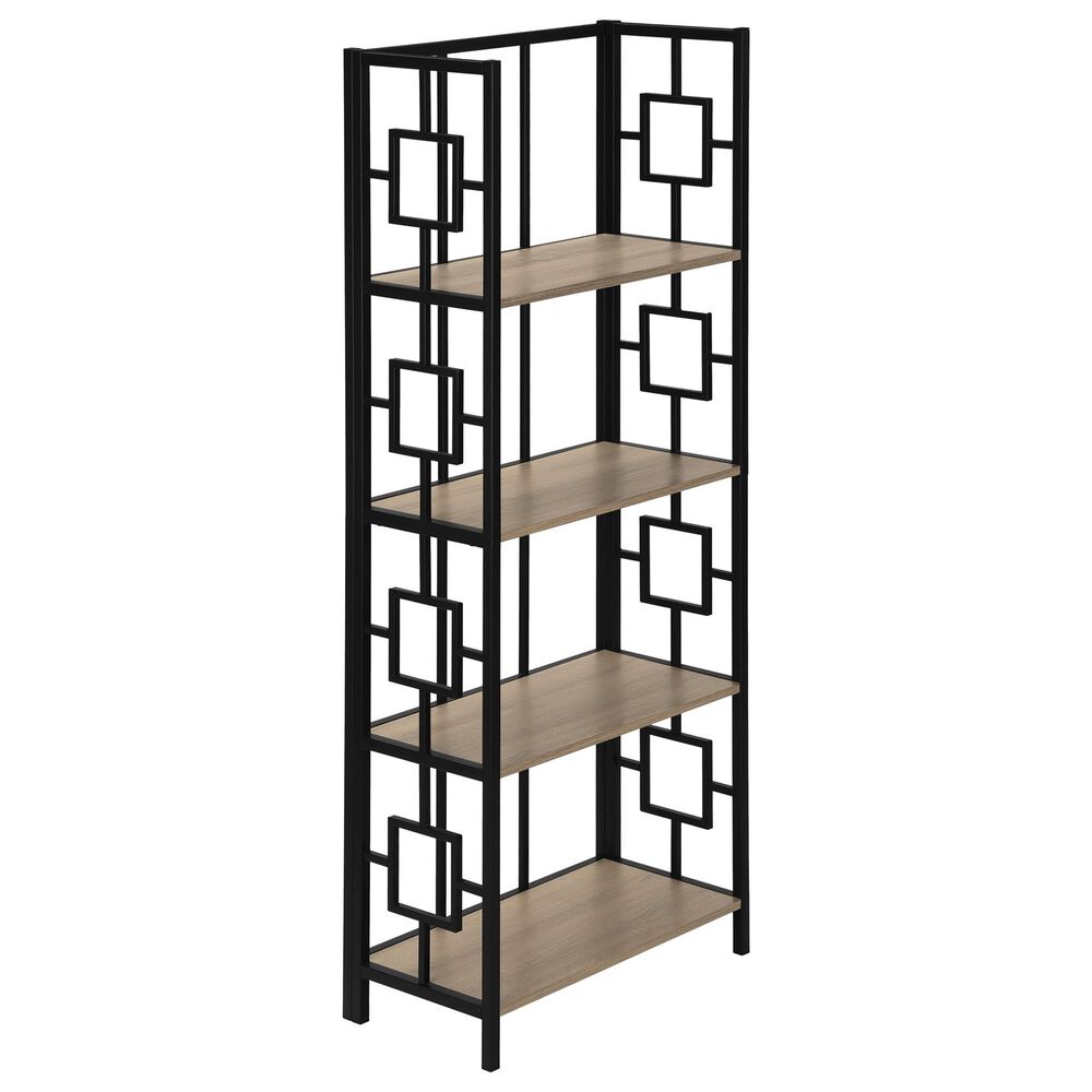 Monarch Specialties Contemporary Bookcase in Black and Dark Taupe, , large
