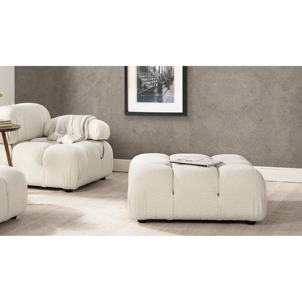 Jennifer Taylor Home Marcel Cocktail Ottoman in Ivory White, , large