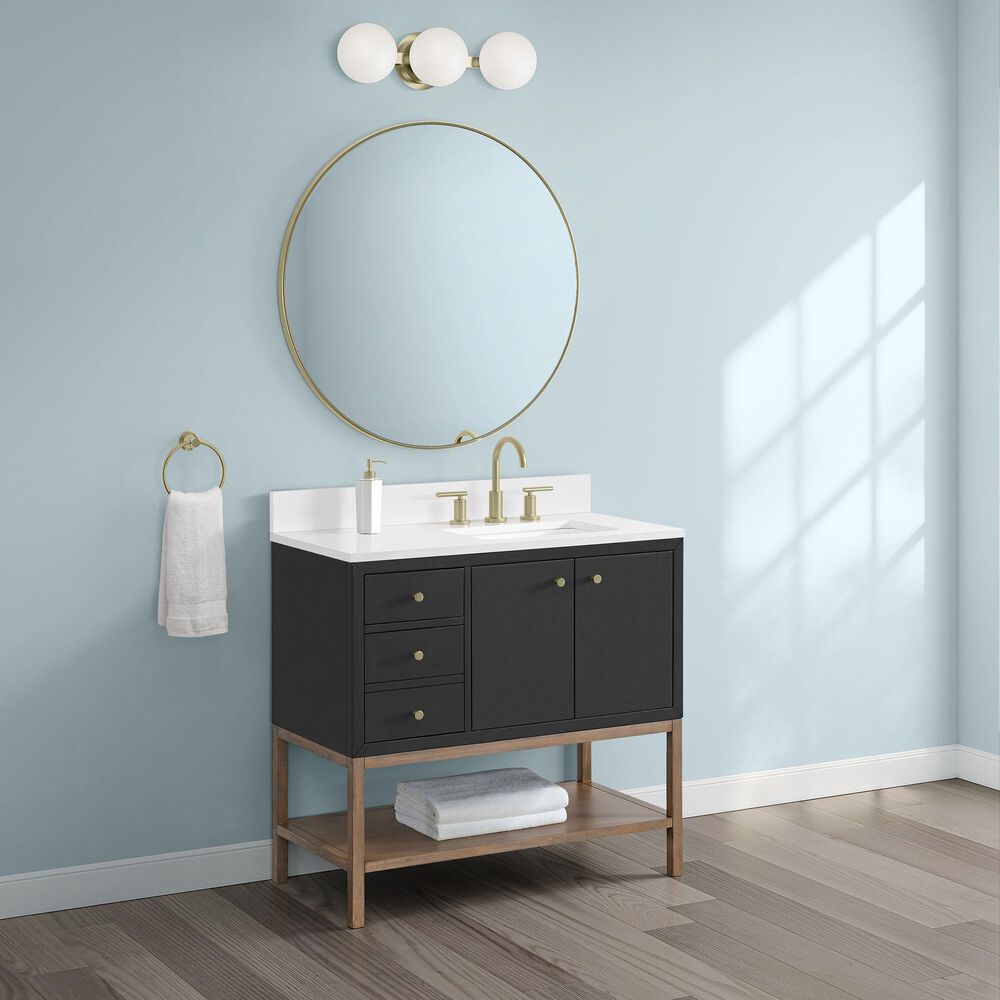 37B Isadore 36" Single Bathroom Vanity Cabinet in Tricorn Black and White Composite Stone Top and Backsplash, , large