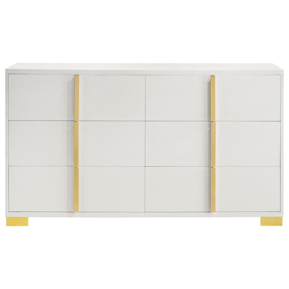 Pacific Landing Marceline 6-Drawer Dresser in White and Gold, , large
