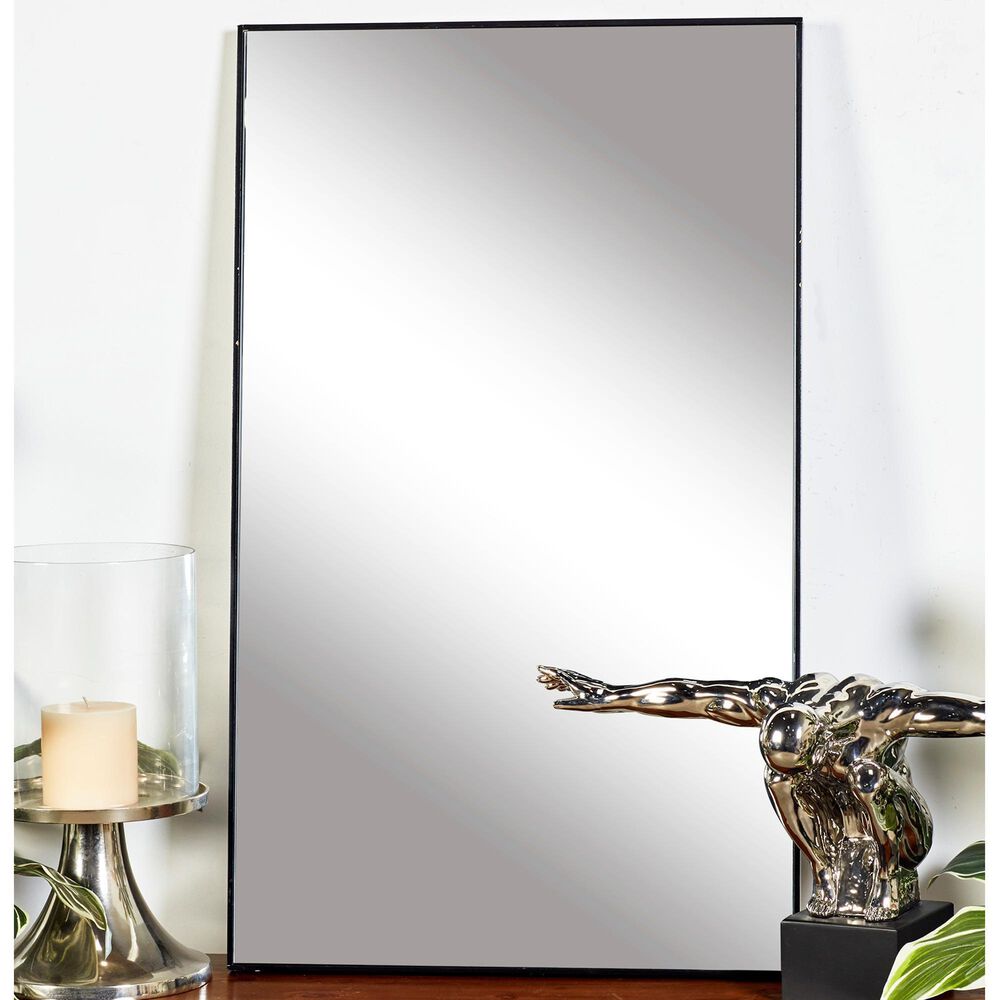 Maple and Jade 24" Rectangular Wall Mirror in Black, , large
