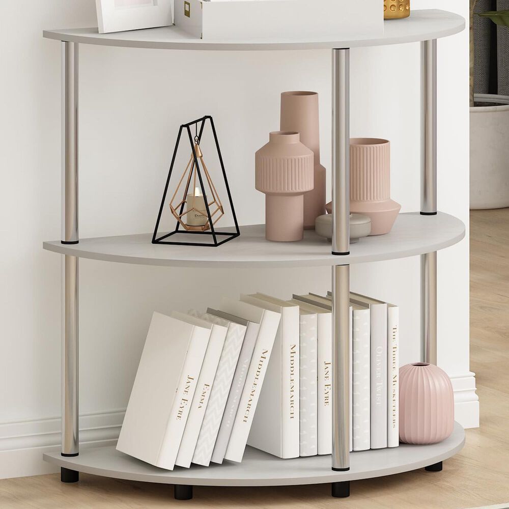 HOMLUX Turn-N-Tube 3-Tier Half Round Console Table in White Oak, , large