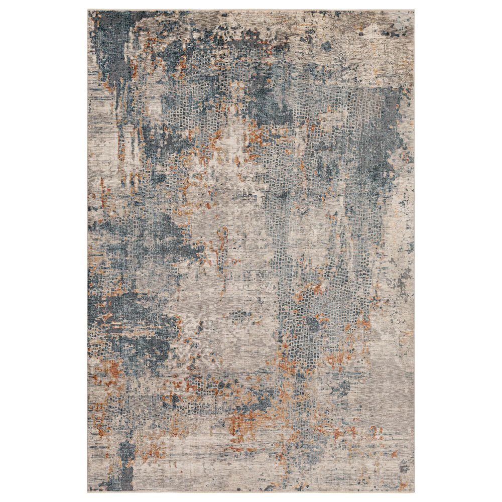 Surya Cardiff CDF-2305 Medium Gray, Light Blue, Mustard, Dark Blue, Dusty Pink and Rust 6&#39;7&quot; x 9&#39;6&quot; Area Rug, , large