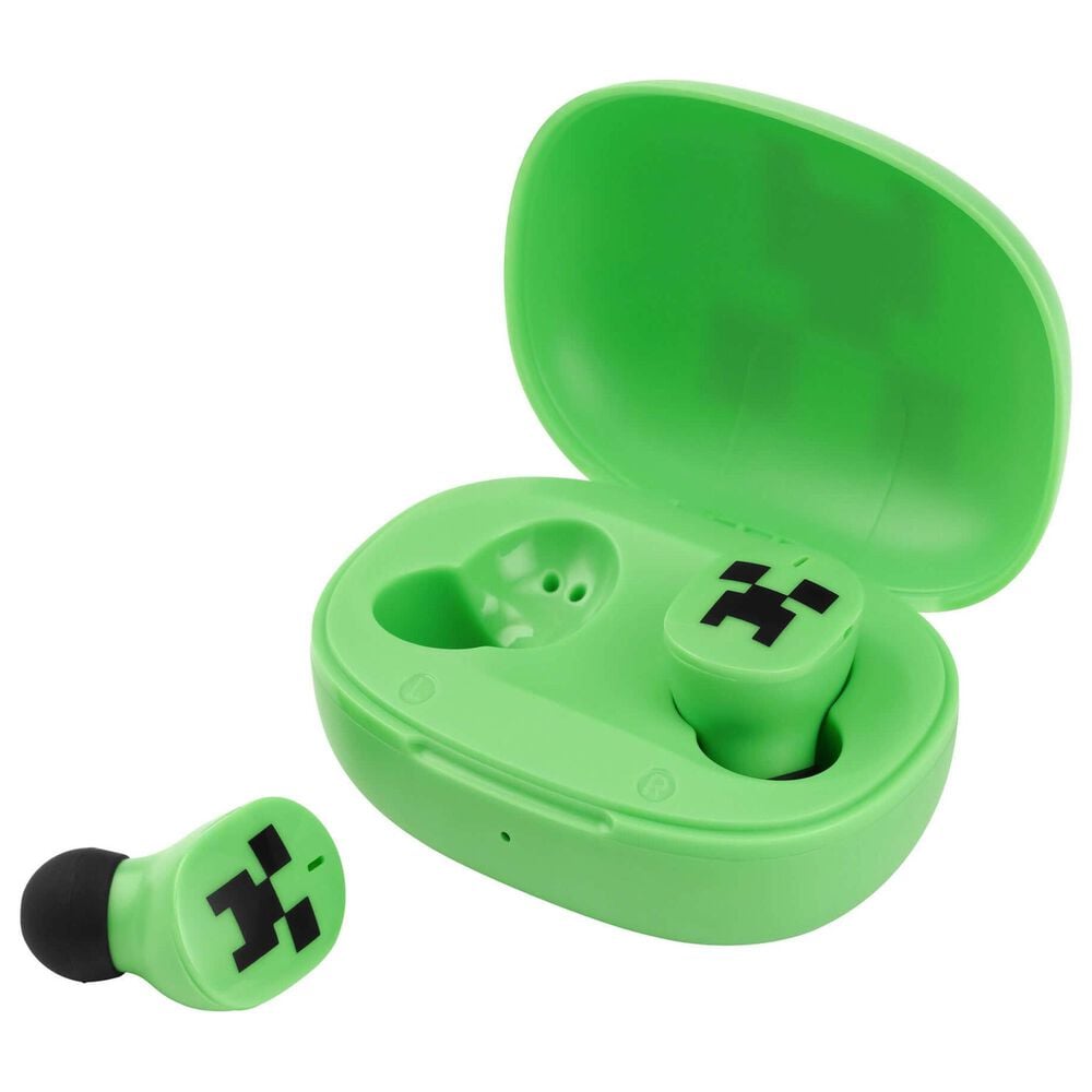 KIDdesigns Minecraft Bluetooth True Wireless Earbuds with Charging Case in Green, , large