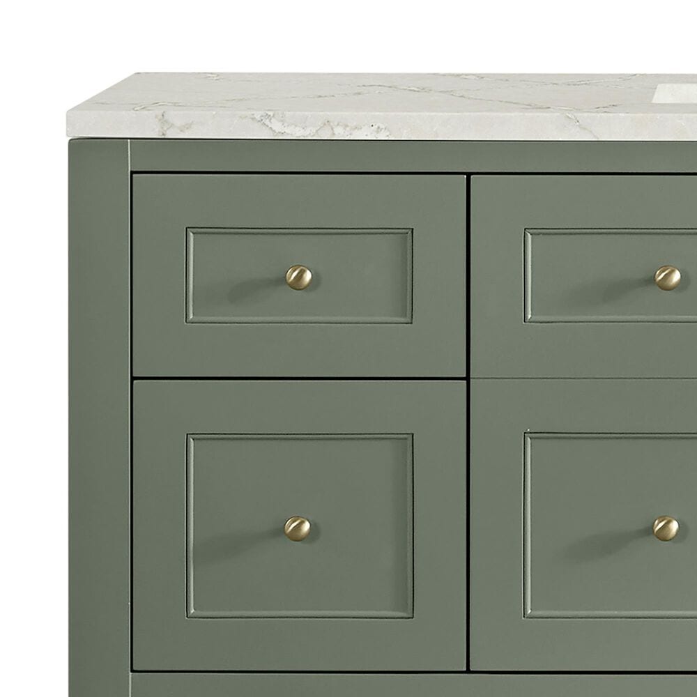 James Martin Vanities Breckenridge 60&quot; Single Bathroom Vanity in Smokey Celadon with 3 cm Victorian Silver Quartz Top and Rectangular Sink, , large