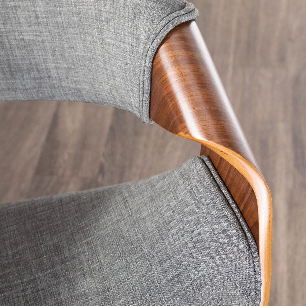 LumiSource Curvini 30" Swivel Barstool with Grey Upholstery in Walnut and Chrome (Set of 2), , large