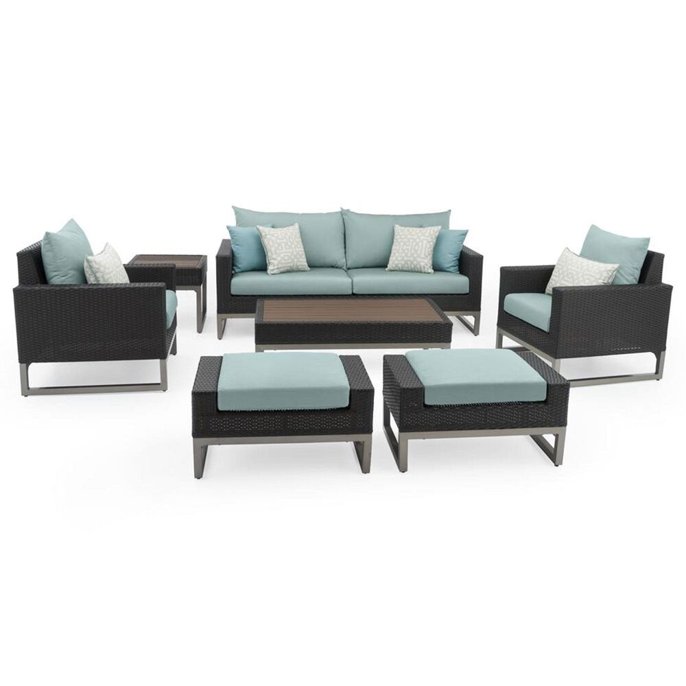 RST Brands Milo 7-Piece Sunbrella Patio Deep Seating Set in Spa Blue, , large
