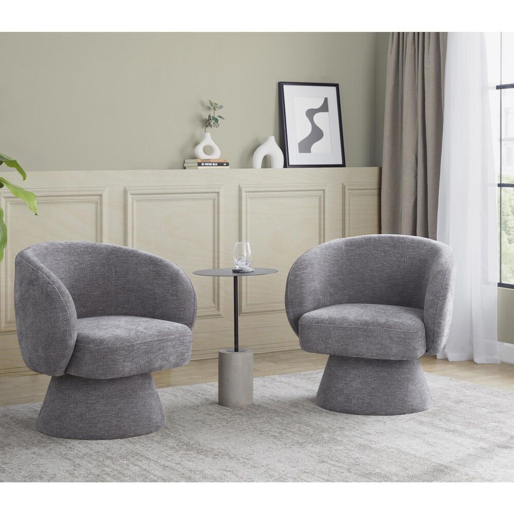 LumiSource Fran Swivel Accent Chair in Grey, , large