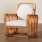 Baxton Studio Tiramisu Arm Chair with Light Honey Rattan in White, , large