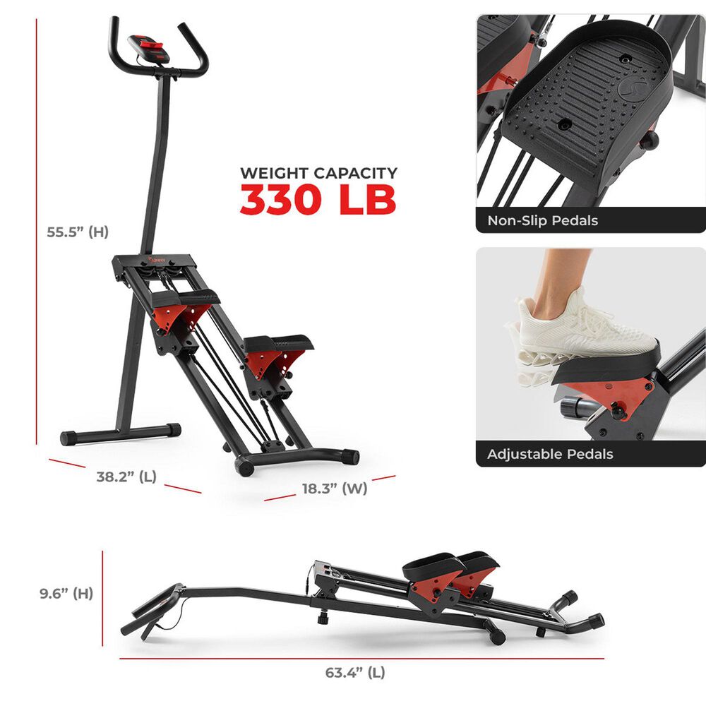 Sunny Health &amp; Fitness Smart Foldable Stair Climber with Resistance Bands in Grey and Black, , large