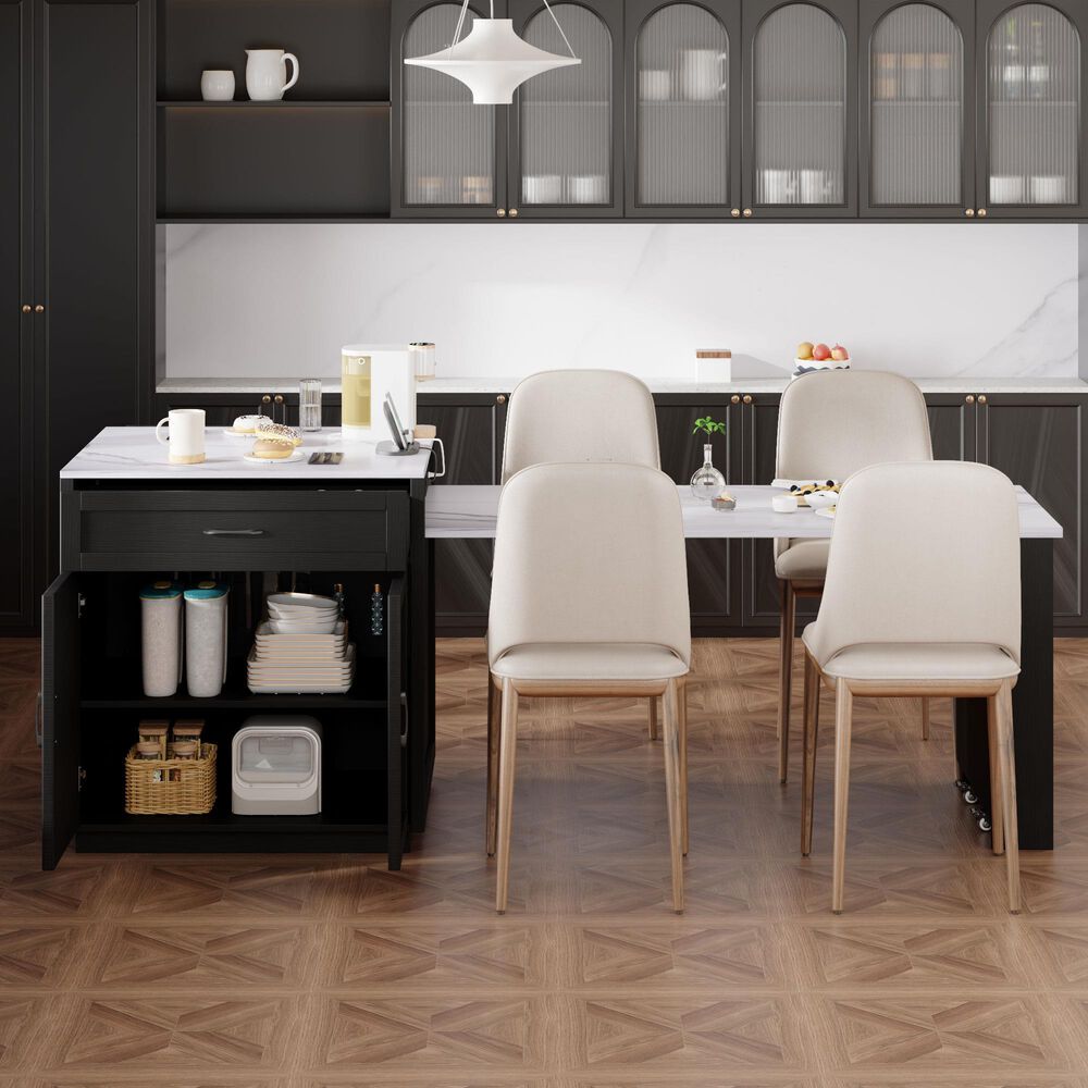 HOMLUX 83" Kitchen Island in Black, , large