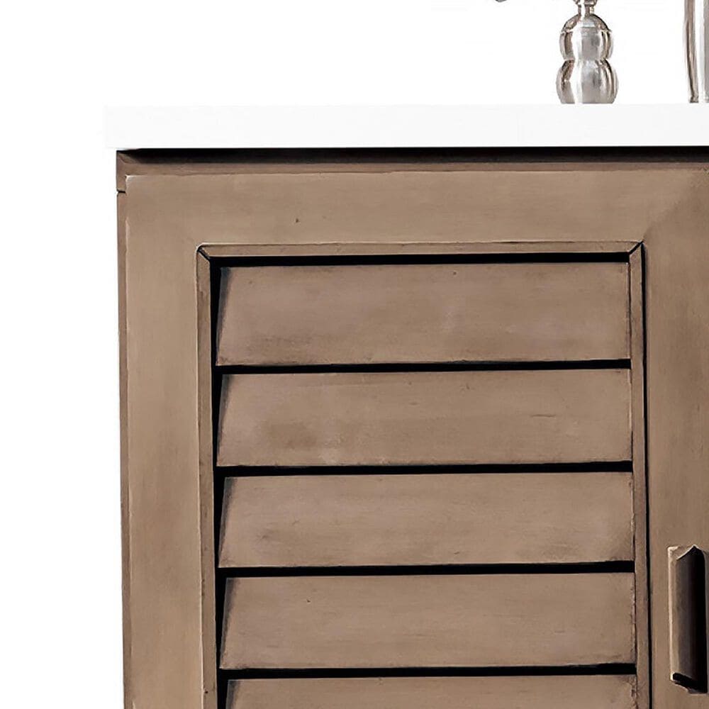 James Martin Vanities Portland 36&quot; Single Bathroom Vanity in Whitewashed Walnut with 3 cm White Zeus Quartz Top and Rectangular Sink, , large