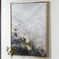 Maple and Jade 40" x 30" Geode Abstract Framed Wall Art in Black, Gold, White and Gray, , large