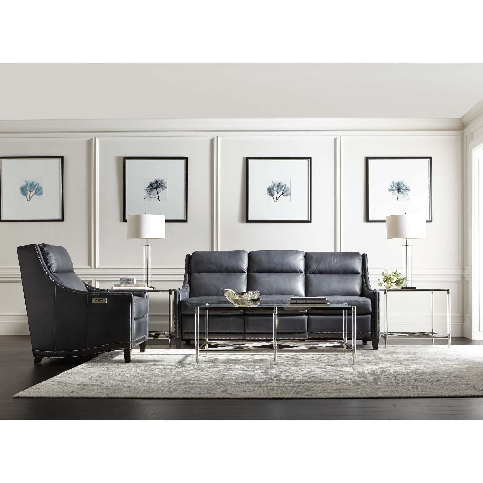 Bernhardt Richmond Leather Power Motion Chair in Blue Gray NFM