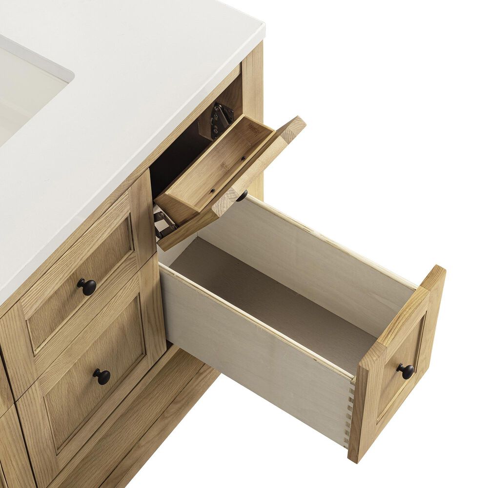 James Martin Vanities Breckenridge 36&quot; Single Bathroom Vanity in Light Natural Oak with Single Hole 3 cm White Zeus Quartz Top and Rectangular Sink, , large